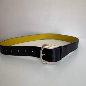 MARNI Black Leather Two Tone Adjustable Belt Made in Italy 95cm / 38 in